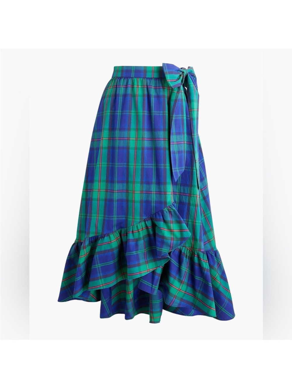 J Crew Tartan Plaid Ruffle Wrap Midi Skirt - Picture 4 of 7